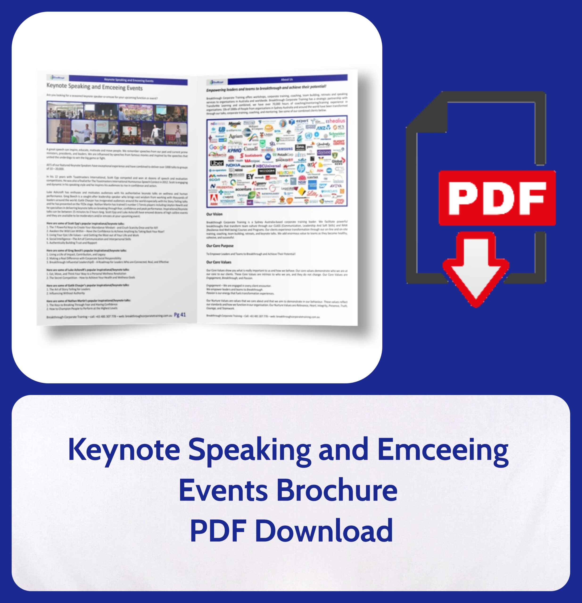 Keynote Speaking and Emceeing Events Brochure